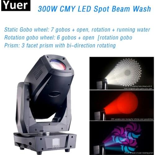 300W CMY LED Spot Beam Wash Strobe 4IN1 Professional Moving Head Light LUMINUS Lamp DJ Disco Stage Effect Light DMX 512 Control