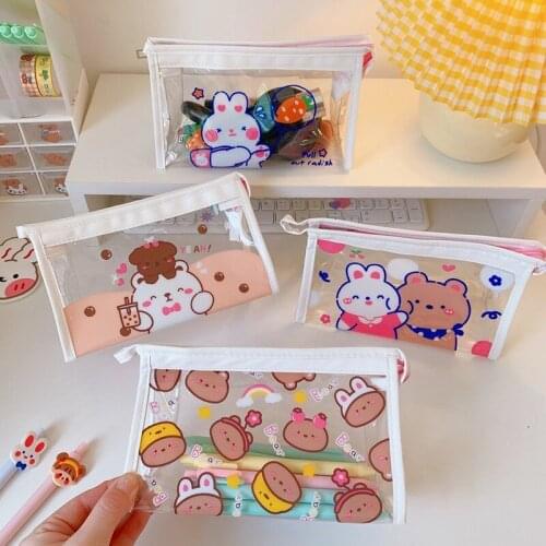 Waterproof Transparent Cosmetic Bag Female Ins Storage Bag Girl Heart Portable Travel Storage Bag Carry-on Wash Bag