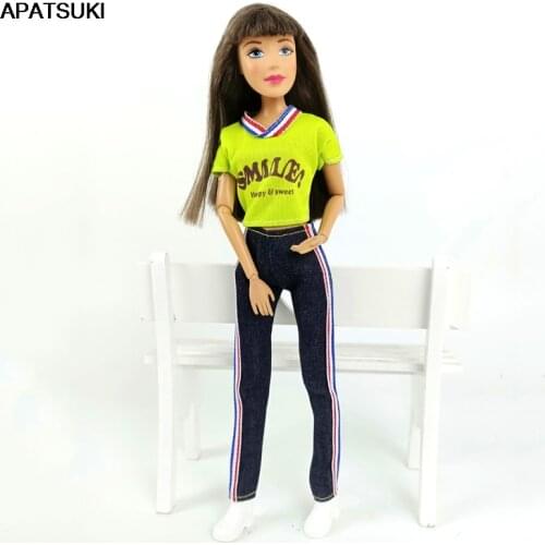 Green Smile Sports Wear for Barbie Doll Outfits Gym Yoga Green Tops + Long Pants Clothes for 1/6 BJD Dolls Accessories