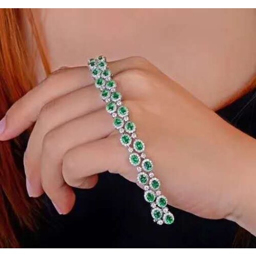 100% Natural And Real Emerald bangle Bracelet Solid S925 Sterling Silver For Women Color Gem Fine Jewelry
