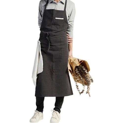 Women Garden Apron Solid Color Housekeeping Adjustable Sleeveless Apron with Pockets Cooking Accessories Anti-Greasy Apron