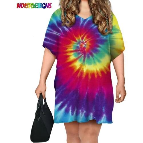 NOISYDESIGNS 2021 Summer Fashion Women Dress New Casual Plus Size Ladies Dresses Tie Dye Pattern Dresses For Women Dropshipping