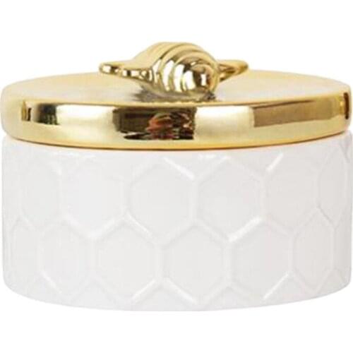 Gold ceramic jewelry storage tank dressing table ornament bee jewelry box European Garden simple storage tank