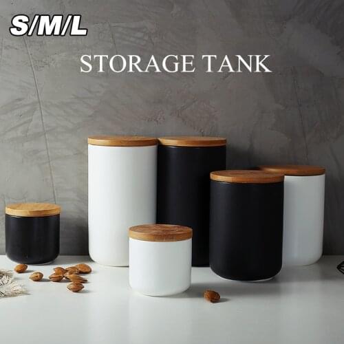 1pcs Ceramic Airtight Grain Can Kitchen Dry Food Storage Cups Candy Bottle Tea Coffee Beans Airtight Boxes