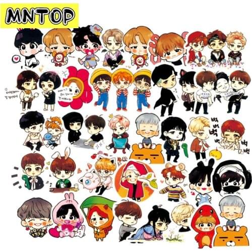 10/30/63Pcs Carton Korean Stars Kpop PVC Stickers For Photos Stickers Toy Skateboard Luggage NotebookLaptop Decals Idols Cute