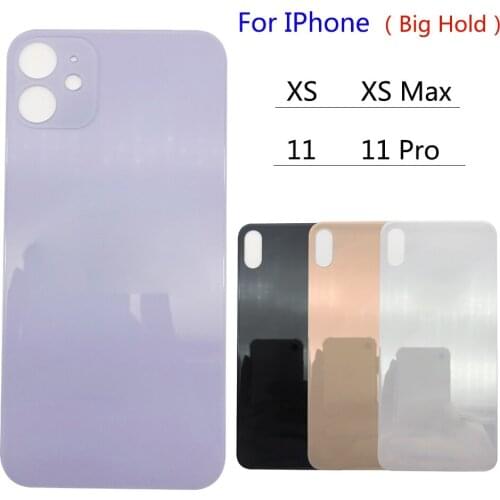 10Pcs/Lot For Iphone 11 Pro XS High Quality Big Hole Back Glass Battery Cover For Iphone 11 Pro XS Rear Door Housing
