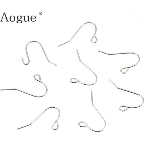 100 pieces Dull Silver Tone Stainless Steel Ear Hooks Wire Pin Hook 10x20mm for Jewelry Earring Accessories