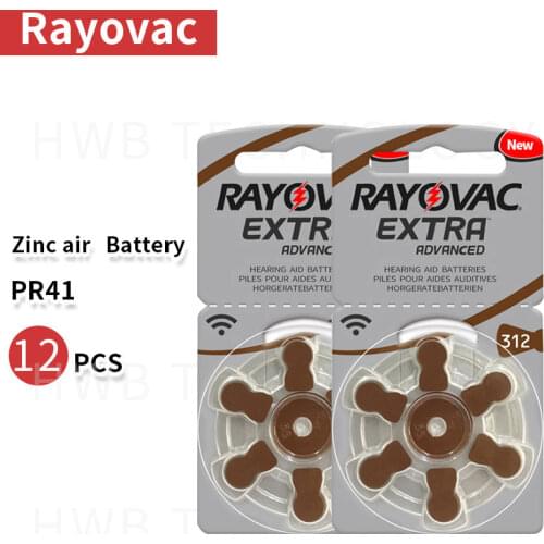 2pack(12PCS) Rayovac Peak Performance Hearing Aid Batteries. Zinc Air 312/A312/PR41 Battery for CIC Hearing aids Free Ship