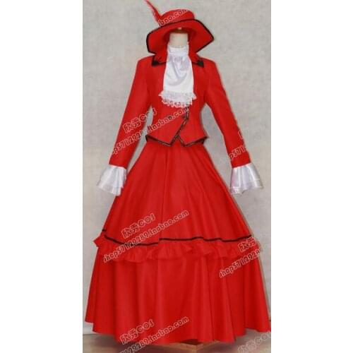 2016 Anime Black Butler Death Shinigami Grell Sutcliff Cosplay Red Dress Carnaval Halloween Costumes for Women Men