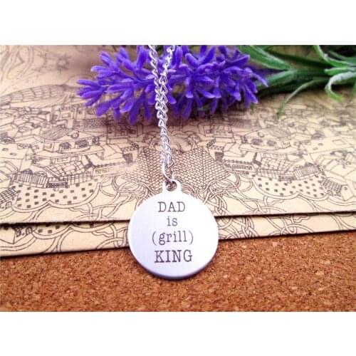 3pcs/lot Fashion stainless steel necklace "dad is (grill) king" Charms Pendant necklace Jewelry Gift more style for choosing