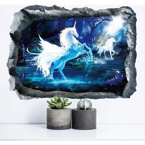 3D Vivd unicorn wall sticker living room bedroom room TV background wall decoration wall stickers for kids rooms