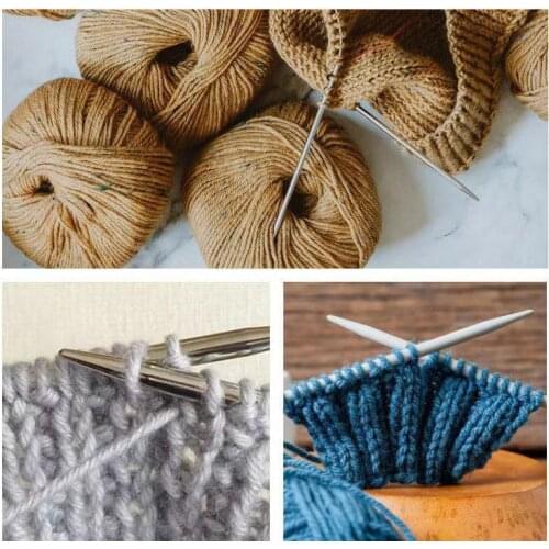 4pcs/set Stainless Steel Rod Needle Diy Sweater Needle Hand Knitting Tool 25cm/36cm Straight Needle Hollow Knitting Needle