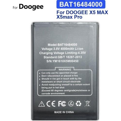 Mobile Phone Battery For DOOGEE X5 MAX X5max Pro Replacement Battery 4000mAh BAT16484000