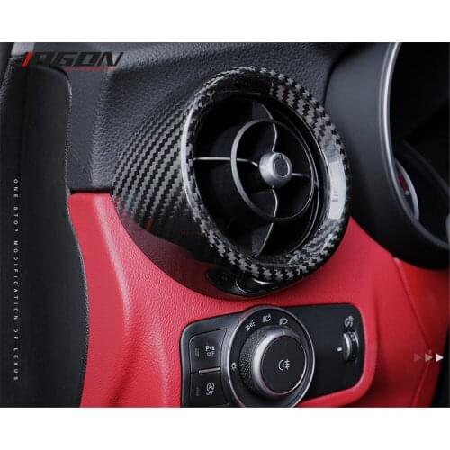 Real Carbon Fiber Car Accessories Dashboard Console Air Condition Side AC Vent Cover Trim For Alfa Romeo Stelvio 949 2017