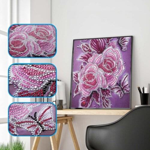 5D Special Shaped Diamond Painting Embroidery Butterfly Flower Rose of Rhinestones Diamond Home Decor Drill Crystal Floral