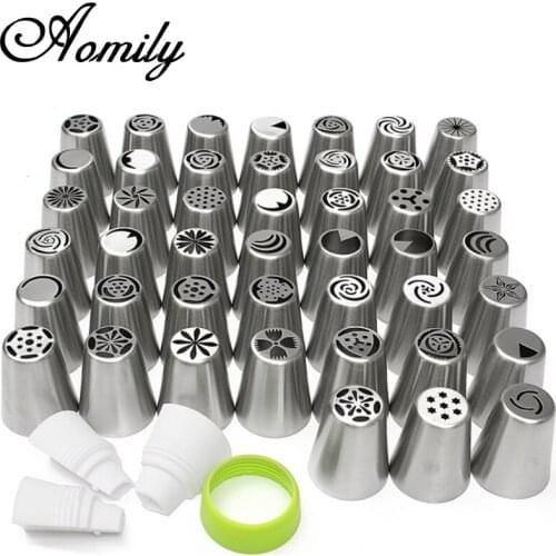 Amoliy 24Pcs Russian Pastry Icing Piping Nozzles Stainless Steel Decorating Tip with 2pcs Converter Baking Accessories for Cake