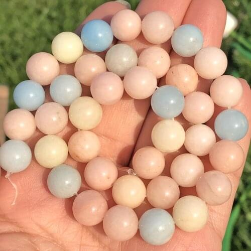 Natural Stone Morganite Color Chalcedony Jades Beads Round Loose Spacer Beads 6/8/10mm For DIY Necklace Bracelet Jewelry Making