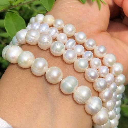 High Quality Natural Freshwater White Pearl Beads Oval Round Loose Beads For Jewelry Making DIY Woman Bracelet Necklace Findings