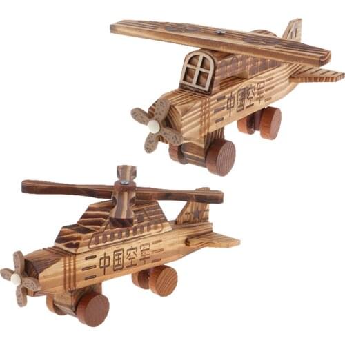 Handmade Wooden Chinese Rocket Airplane Helicopter Model Craft Souvenir, Random Style, Kids Toy Birthday Christmas Gift