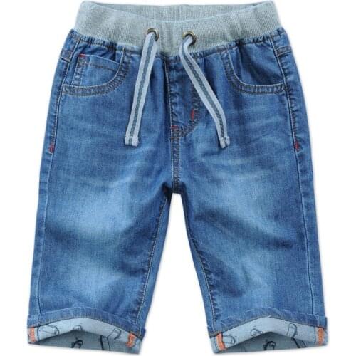 2018 new summer boys jeans denim shorts 50% length blue cotton boys jeans child clothes elastic waist kids shorts boys DQ276