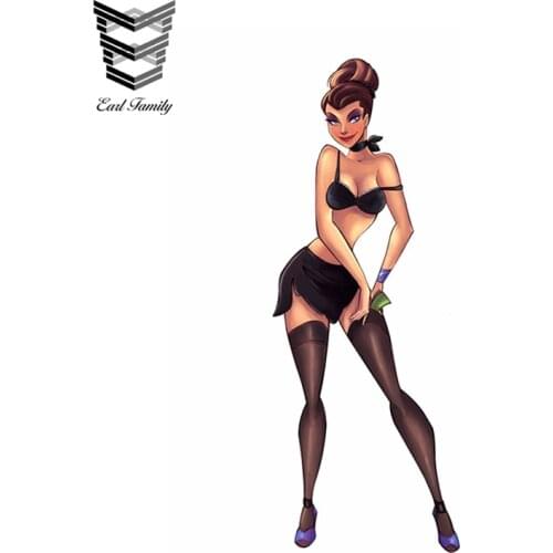 EARLFAMILY 13cm x 4.9cm Cartoon Sexy Girl Vinyl Car Decal Large Pin Up Legs Car Stickers Window Tailgate Waterproof Accessories