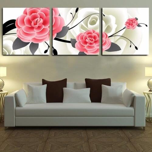 HD Home Decoration Modern Canvas Cuadros Living Room Printed 3 Panel Flowers Pictures Painting Wall Art Modular Poster Frame