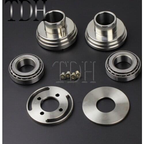 Chrome Motorcycle Neck Cups Integrated Internal Fork Stop For Harley Wide Glide Springer Chopper Fit 1.0" Billet Triple Tree