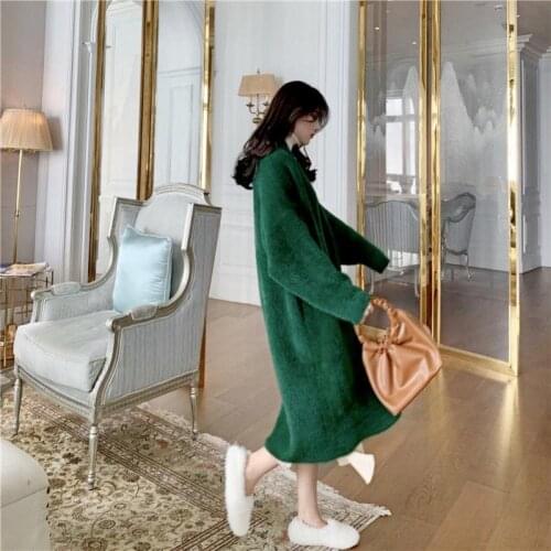 Women 2020 Spring Autumn Elegant Solid Knit Cardigan Coat Female Imitation Mink Cashmere Casual Loose Sweater Coats Outwear R105