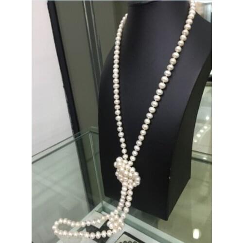 Classic 8-9mm south sea white round pearl necklace 48inch