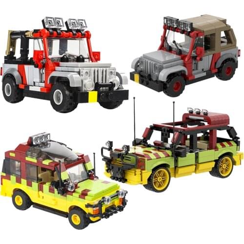 High-tech Jurassic Park Tour Vehicle MOC-25912 Off-Road Car MOC-48461 Staff Jeep Diy Building Blocks Bricks Toys For Kids Gifts
