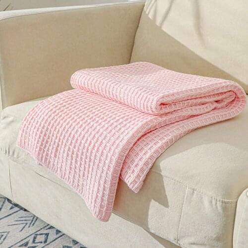Korean Cotton Waffle Sofa Bed Towel Blanket for Travel Office Air Condition Thin Bedding Coverlet Soft Blankets Home Decor