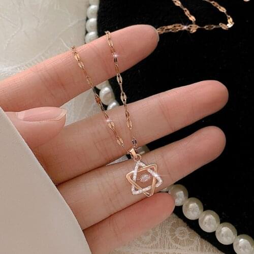 Korean Girl Necklace Fashion Temperament New Wild Six-pointed Star Niche Design Crystal Net Red Necklace Manufacturer Sales