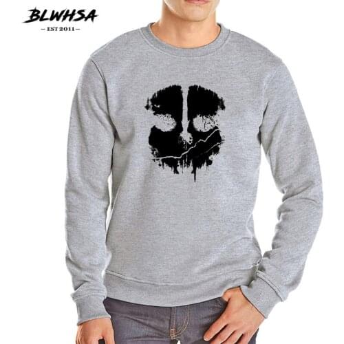 BLWHSA Hip Hop Hoodies Men Streetwear Printed Skull Head Mens Hoodies Sweatshirts Man Hoodie Gray Oversized US Size