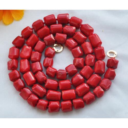 Natural 36" 13x15mm massive red coral bead NECKLACE