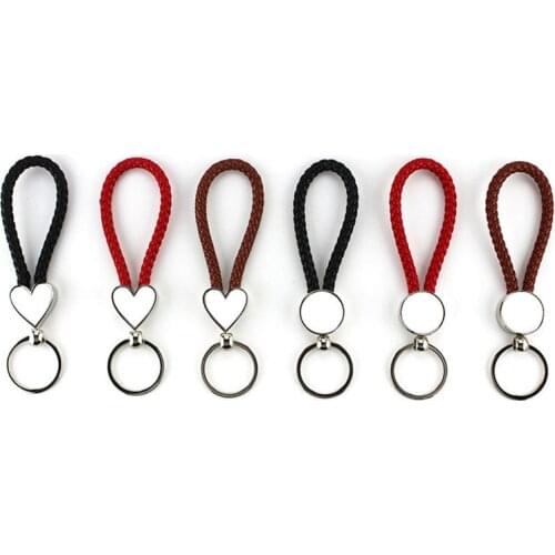 New arrival sublimation blank braided metal keychains heart round shape key ring hot transfer printing consumables 20pcs/lot