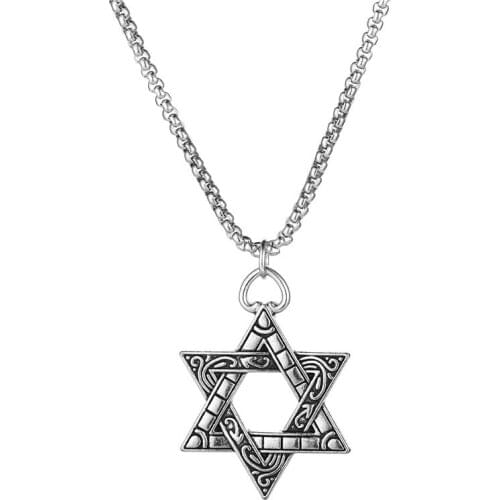 New Steampunk Six-Pointed Star Pendant Necklace Tiny Hollow Inverted Triangle Man David Star Pendant Necklace Woman Gift