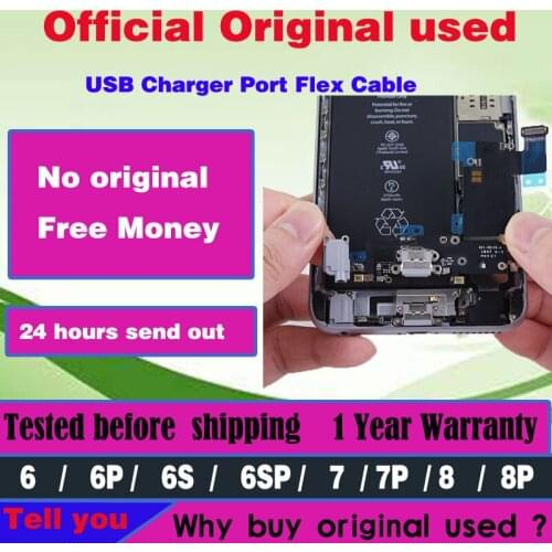 Official Original Charging Flex For iPhone 6 6S 7 8 plus X USB Charger Port Plug Dock Connector with Mic Mobile phone Parts