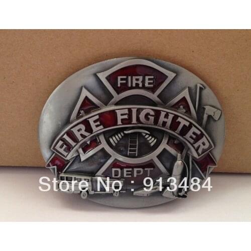 Pewter fire fighter belt buckle with pewter finish JF-124 suitable for 4cm wideth belt free shipping
