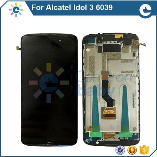 Original For Alcatel One Touch Idol 3 OT6039 6039 LCD Display with Touch Screen Digitizer Assemblely with frame