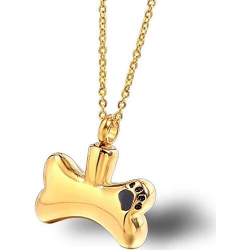 Stainless Steel Animal Pet Dog Paw Black Bone Cremation Urn Pendant Necklace Fashion Jewelry Gift For Him