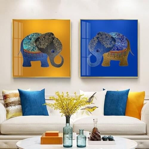 Retro Southeast Asia Animal Indian lucky Elephant Posters and Print Canvas Painting Art Wall Pictures for Living Room Home Decor
