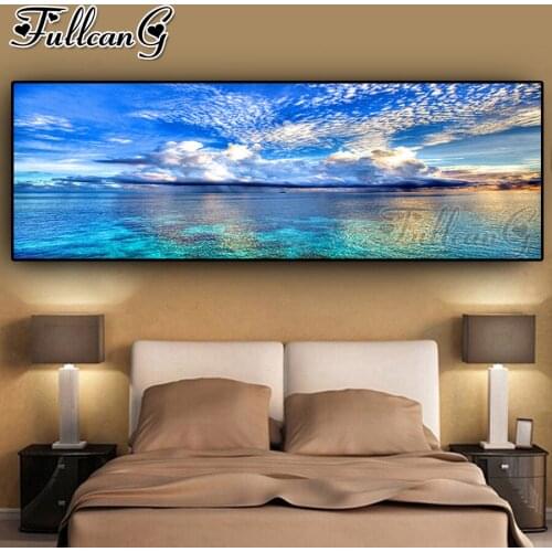 FULLCANG Blue sky and white clouds diy full square round diamond embroidery sale large mosaic painting home decoration FC2864