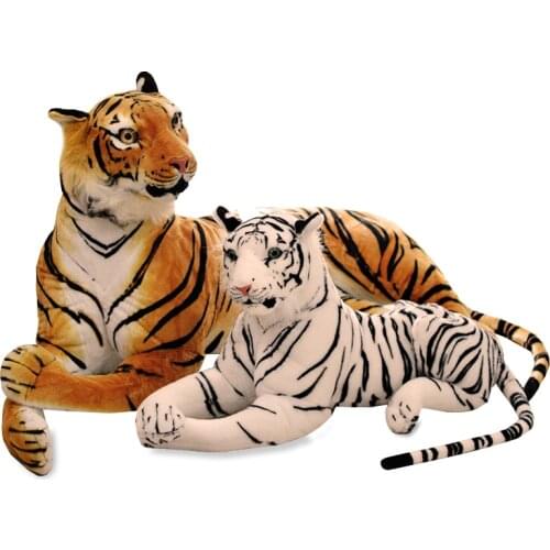 30-90cm Lifelike Tiger Leopard Plush Toys Soft Wild Animals Simulation White Tiger Jaguar Doll Children Kids Birthday Gifts