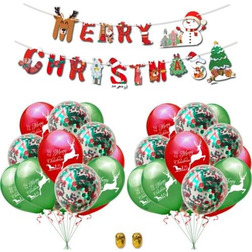Merry Christmas Balloon Banner Decor X-mas Theme Party Surpise Set for Home Market Sweet Latex Balloon Ins New Fashion