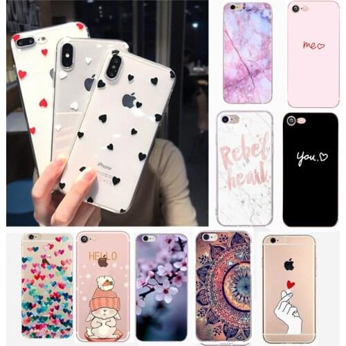 Silicone Case For iphone 7 8 Case soft tpu Shell Cover Cat love Heart For Apple iPhone 7 8 plus SE 2020 6 6S 5 5S Bag Funda coqu