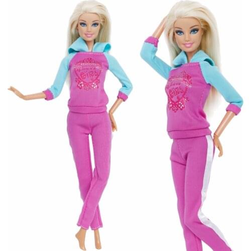 Handmade Sport Outfit Cap Casual Wear Long Sleeves Blouse Trousers Yoga Suit Accessories Clothes for Barbie Doll Dollhouse Toy