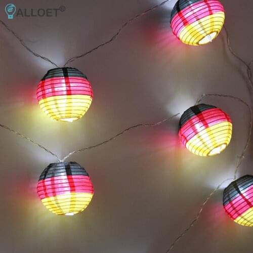 10 LED String Lights Germany Flag Lantern Light Waterproof LED Pendant Lamps Festival Party Garden Home Decoration Lighting