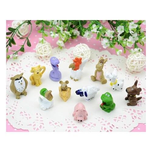 Solid cartoon toy animal models plastic handdone figures 12pcs/set mini/small size 3cm