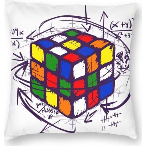 Vibrant Math On Light Square Throw Pillow Cover Decoration 3D Print Geek Science Teacher Geometric Cushion Cover for Sofa