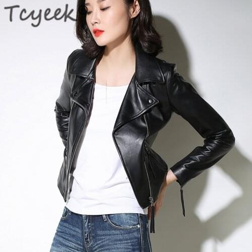 Tcyeek Winter Sheepskin Coat Women Autumn Clothes 2020 Ladies Genuine Leather Jacket Woman Moto Biker Real Leather Jackets 615